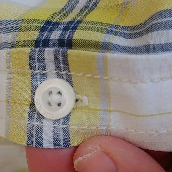 DIESEL INDUSTRY MEN'S YELLOW PLAID BUTTON DOWN SHIRT SIZE XL - Picture 9 of 11
